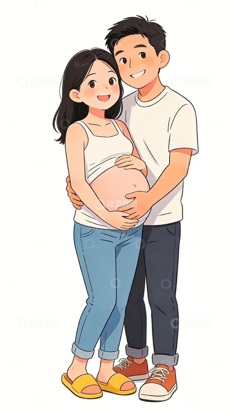 高清大图下载【趣麦麦图】孕妇与丈夫在一起