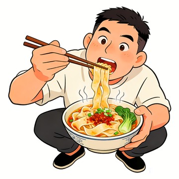 一个吃油泼面的人