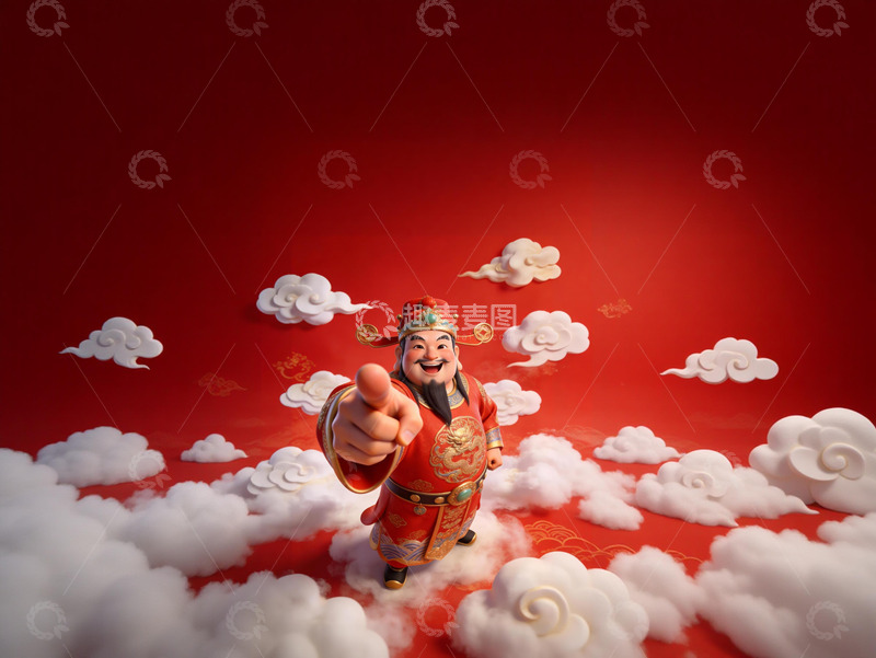 高清大图下载【趣麦麦图】指向镜头的财神爷