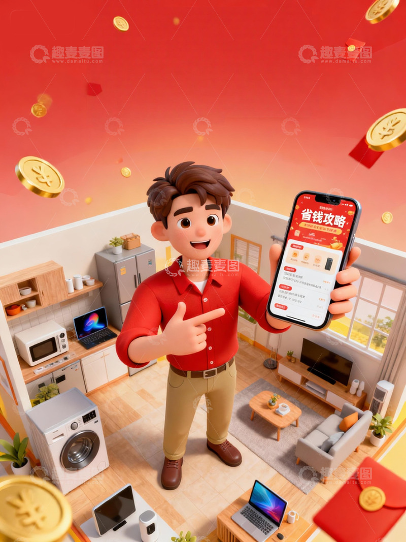 高清大图下载【趣麦麦图】家电促销3d插画3