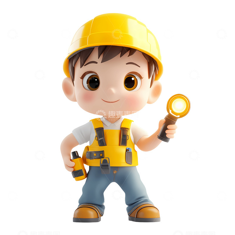 高清大图下载【趣麦麦图】卡通施工员形象设计素材