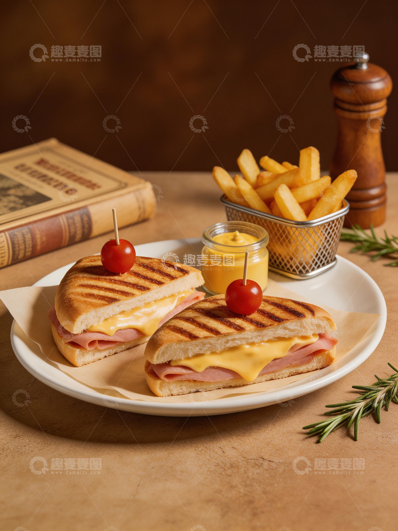 高清大图下载【趣麦麦图】烤三明治和粗薯条2
