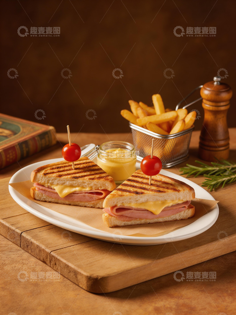 高清大图下载【趣麦麦图】烤三明治和粗薯条3