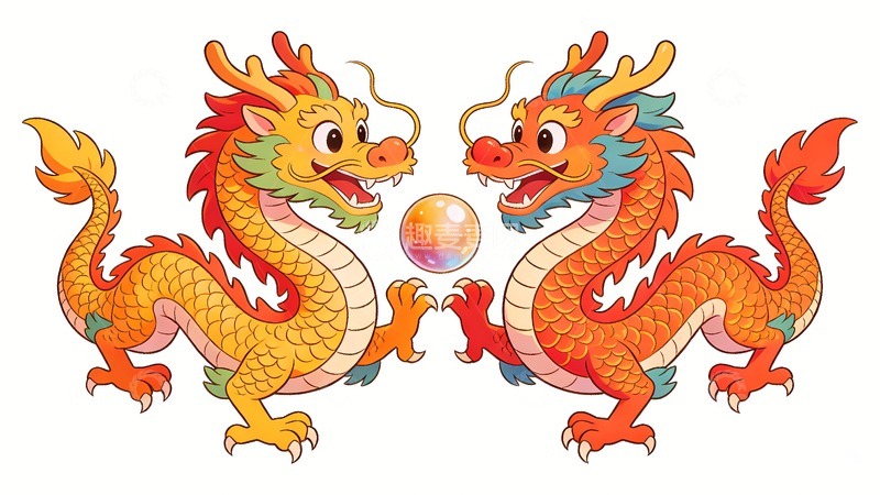 高清大图下载【趣麦麦图】双龙戏珠二龙戏珠4