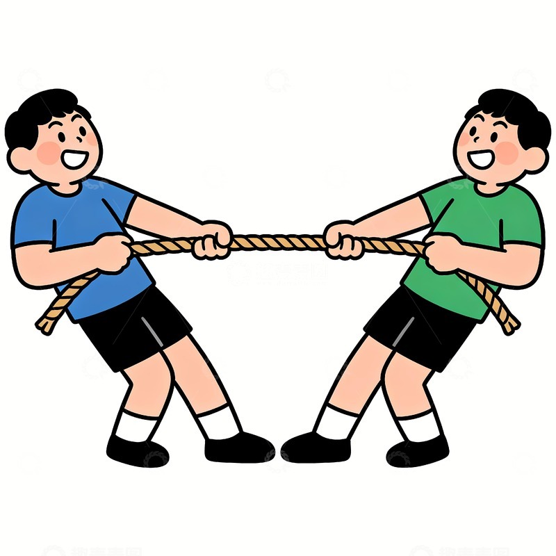 高清大图下载【趣麦麦图】拔河比赛卡通绘画