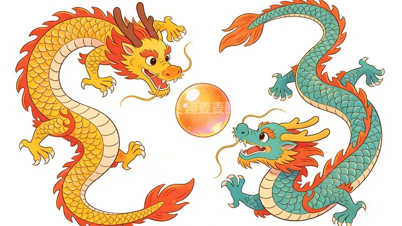 高清大图下载【趣麦麦图】双龙戏珠二龙戏珠10