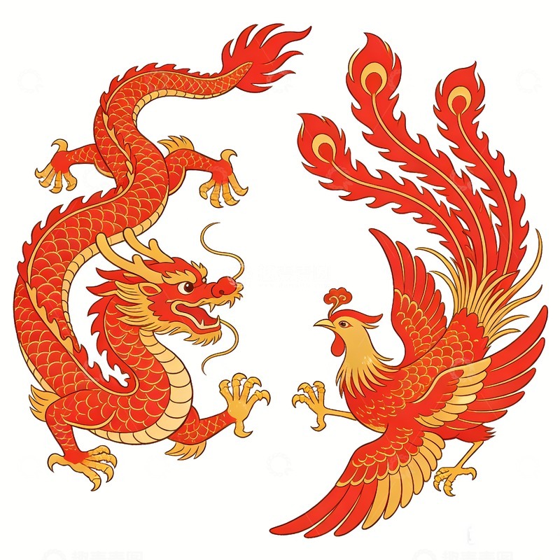 高清大图下载【趣麦麦图】龙凤呈祥图案99