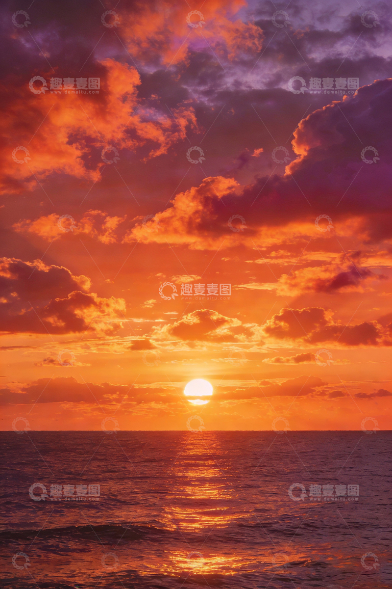 高清大图下载【趣麦麦图】海天一色夕阳美景