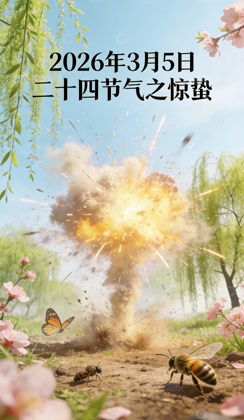 高清大图下载【趣麦麦图】春日惊蛰烟火插画