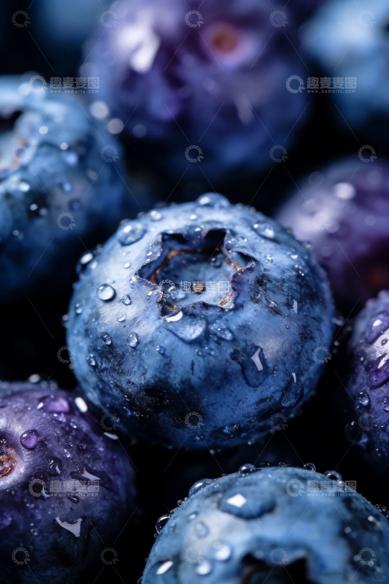 高清大图下载【趣麦麦图】蓝莓特写水滴质感摄影