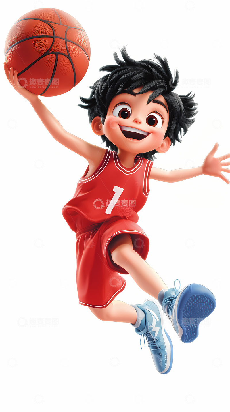 高清大图下载【趣麦麦图】动漫篮球少年跳跃瞬间