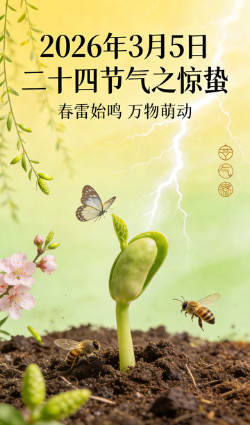 惊蛰节气春意盎然海报设计素材
