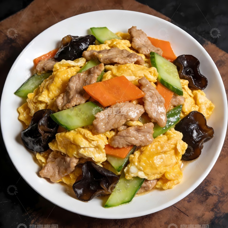 高清大图下载【趣麦麦图】木须肉木耳炒肉 苜蓿肉