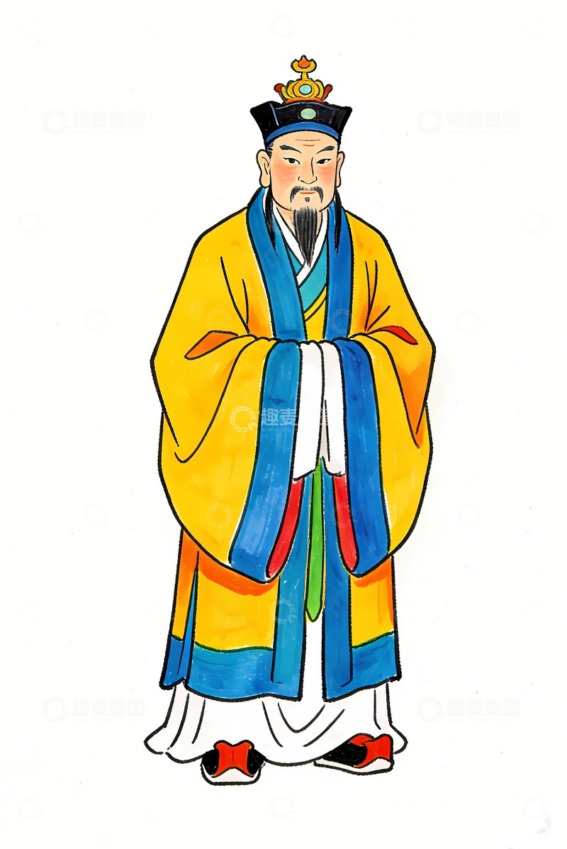 高清大图下载【趣麦麦图】一名黄袍道士绘