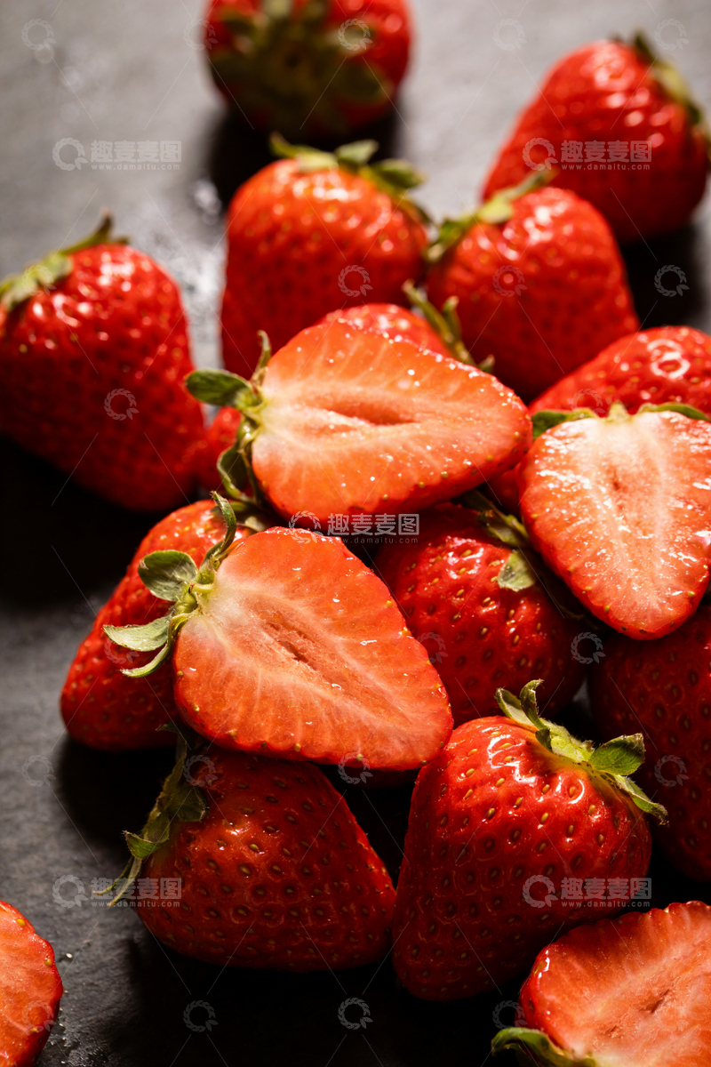 高清大图下载【趣麦麦图】新鲜草莓特写美食摄影