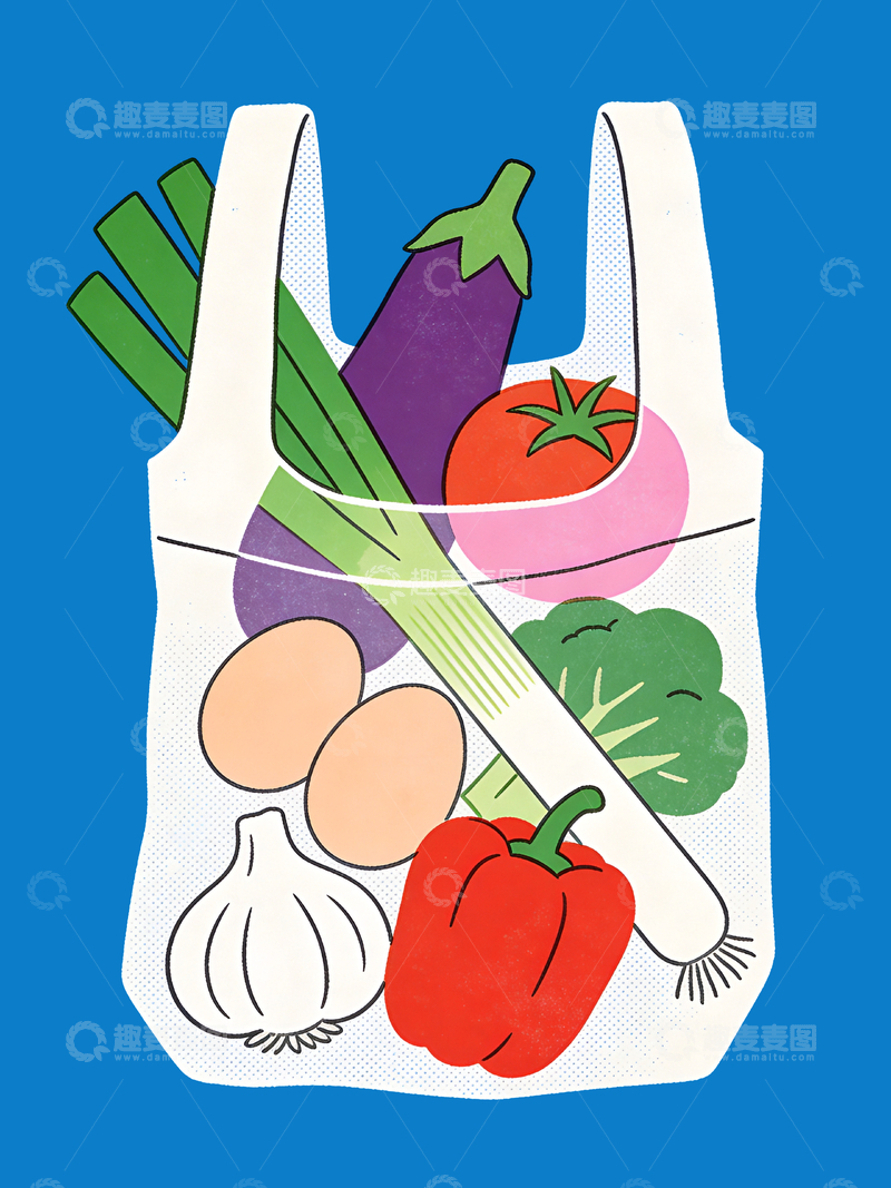 源文件下载【趣麦麦图】扁平极简塑料袋里的3