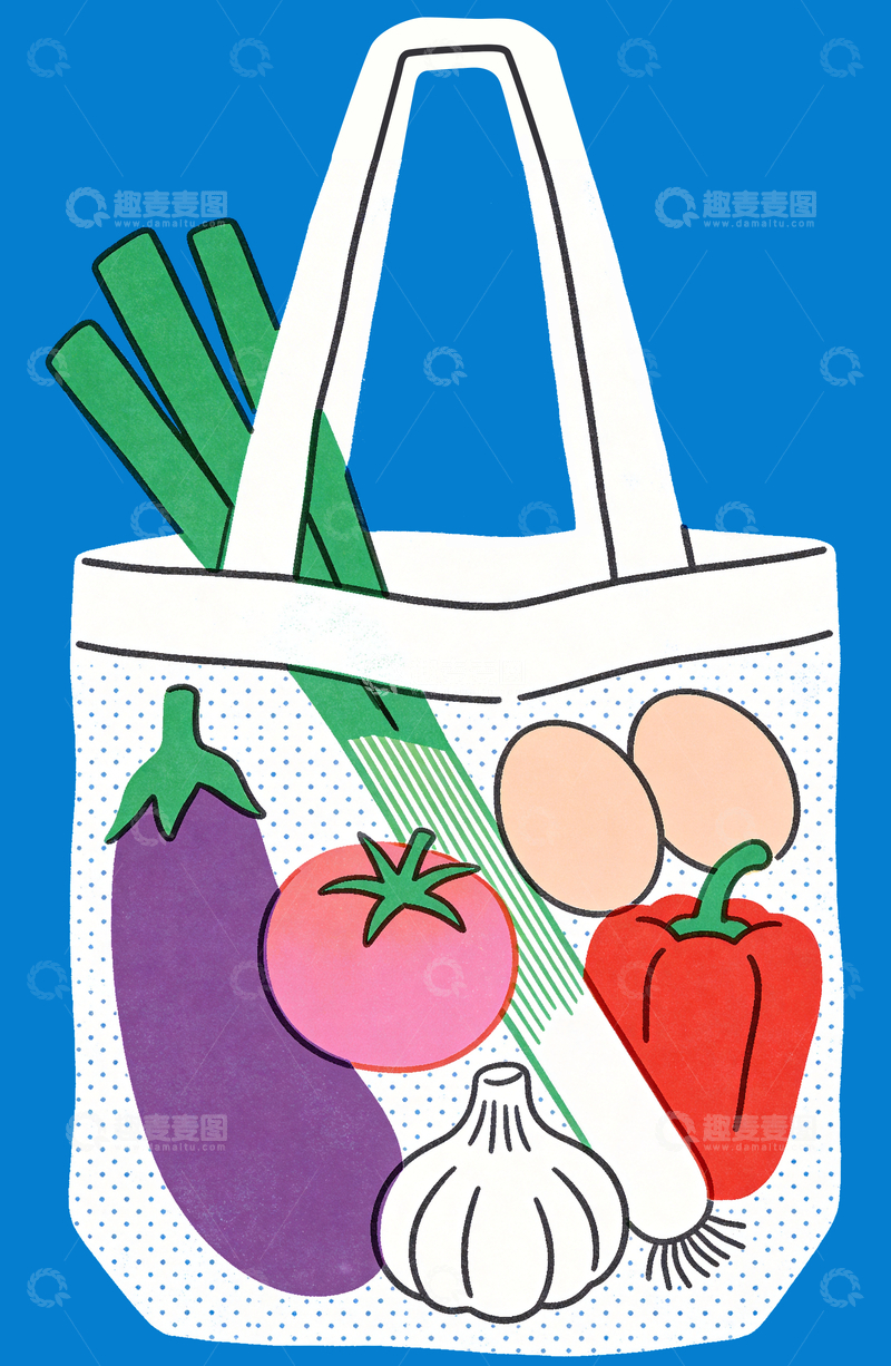 源文件下载【趣麦麦图】扁平极简塑料袋里的蔬菜1