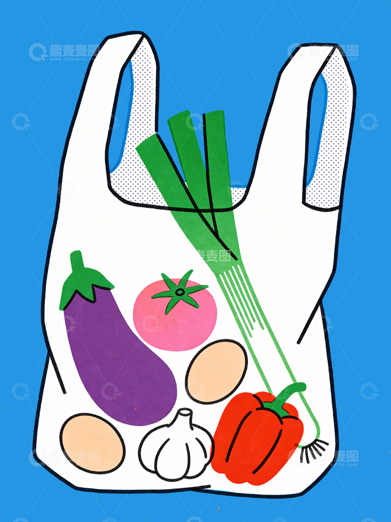 源文件下载【趣麦麦图】扁平极简塑料袋里的蔬菜4