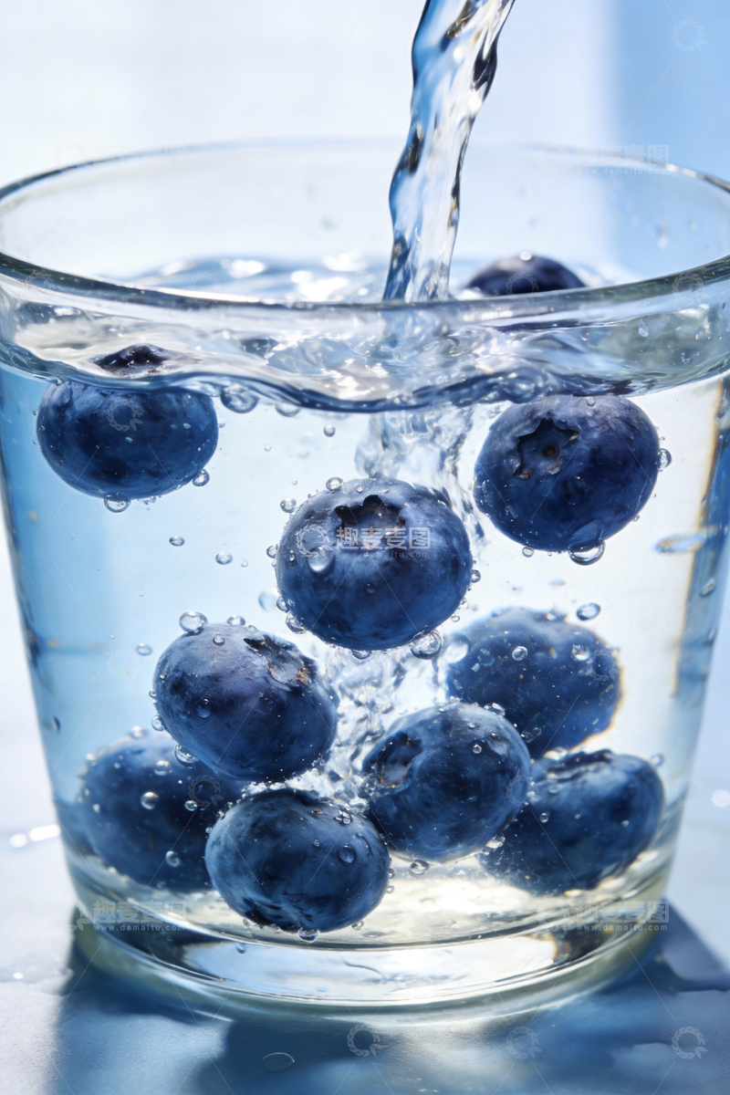 高清大图下载【趣麦麦图】蓝莓入水摄影图