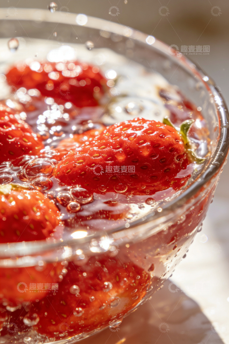 高清大图下载【趣麦麦图】新鲜草莓入水瞬间
