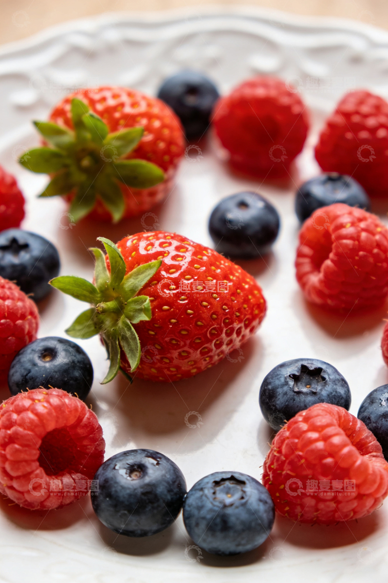 高清大图下载【趣麦麦图】新鲜水果盘蓝莓草莓覆盆子