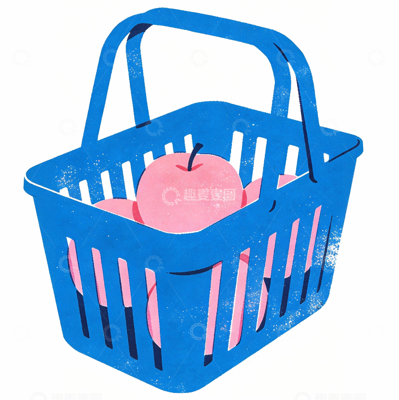 源文件下载【趣麦麦图】丝网印刷风格篮子里的苹果1