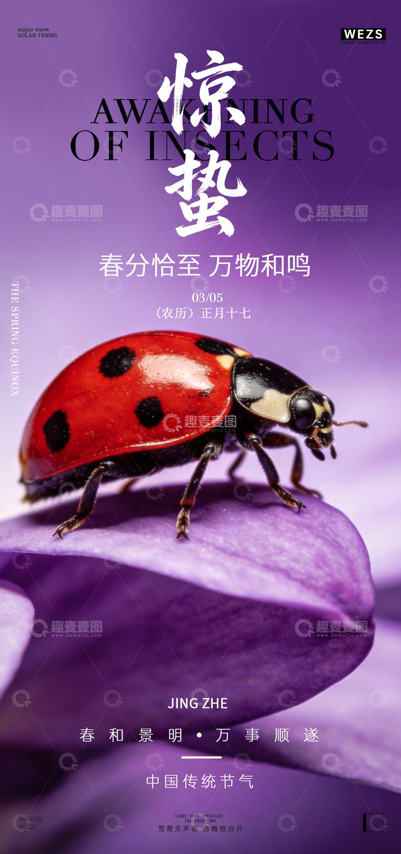源文件下载【趣麦麦图】惊蛰节气海报昆虫设计