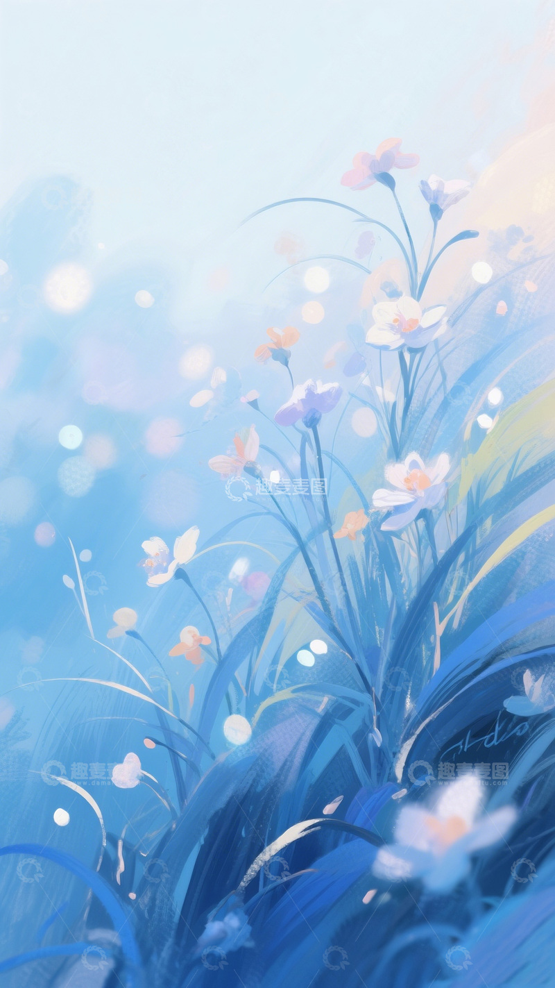 高清大图下载【趣麦麦图】梦幻花草插画