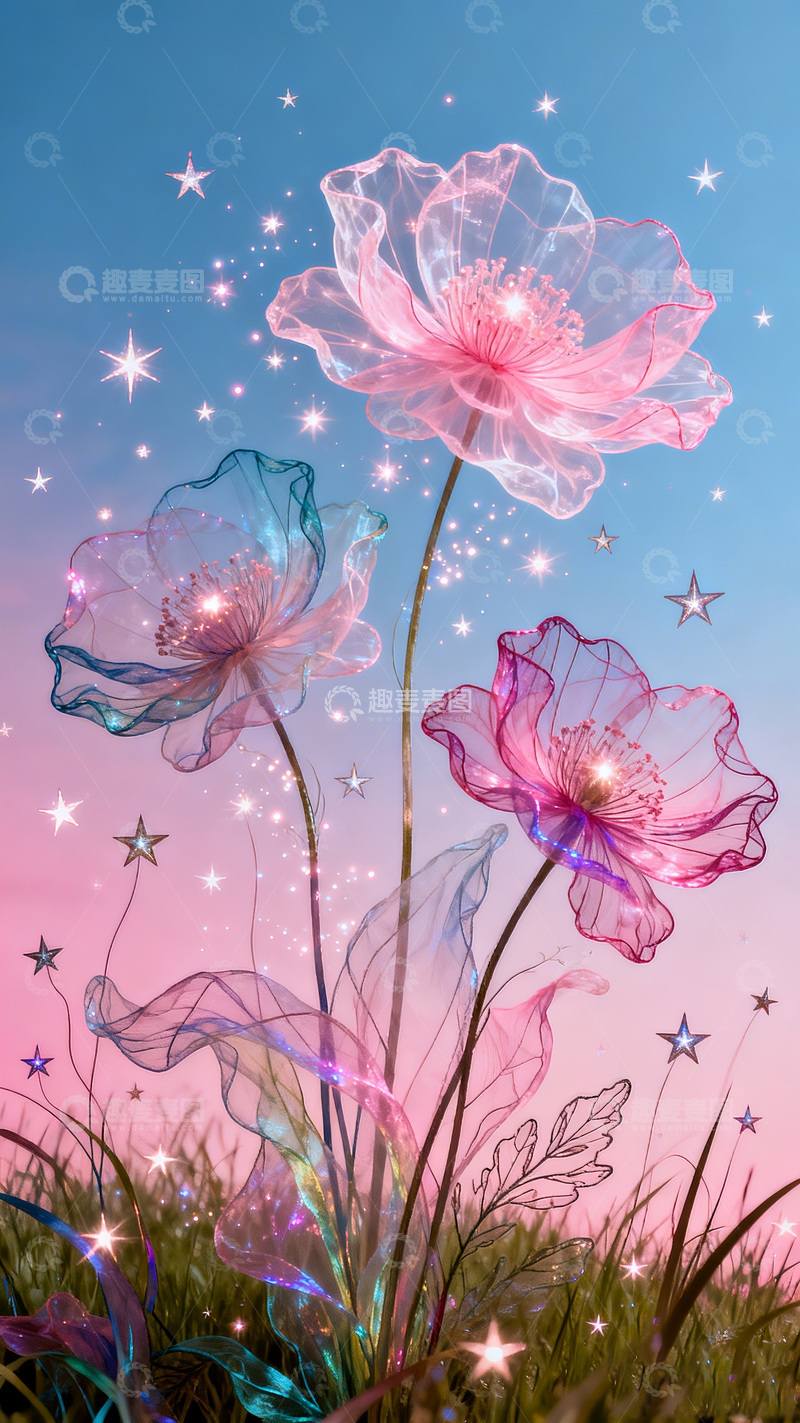 高清大图下载【趣麦麦图】梦幻花海星光闪耀