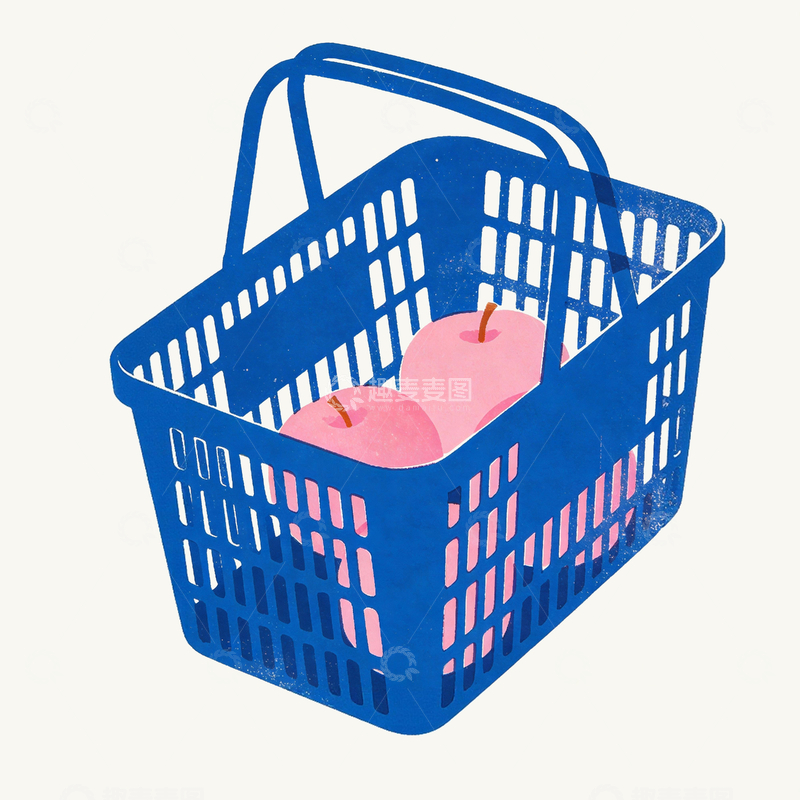 源文件下载【趣麦麦图】丝网印刷风格篮子里的苹果2