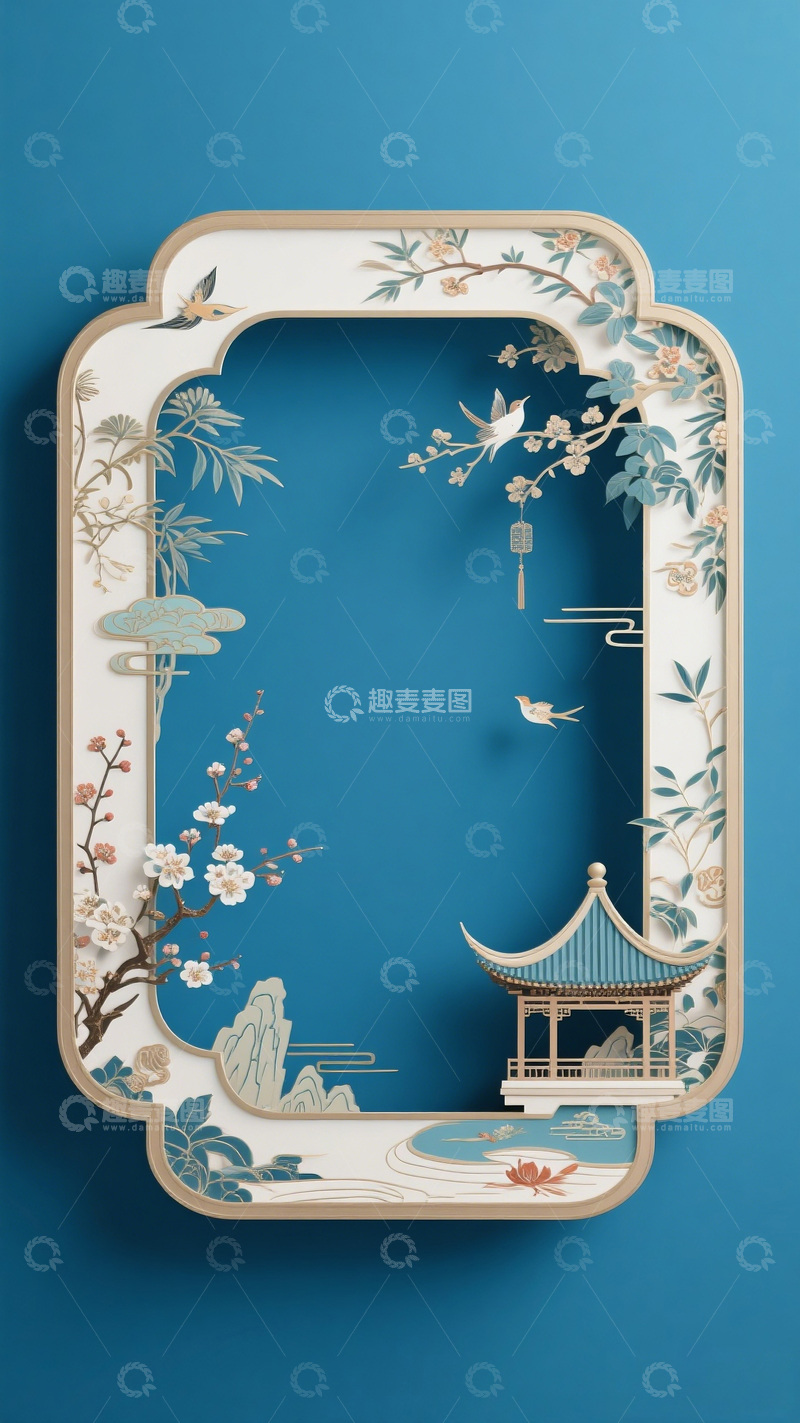 高清大图下载【趣麦麦图】东方韵味剪纸风格框画