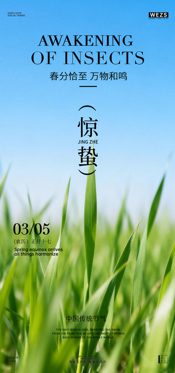 惊蛰节气海报绿色设计
