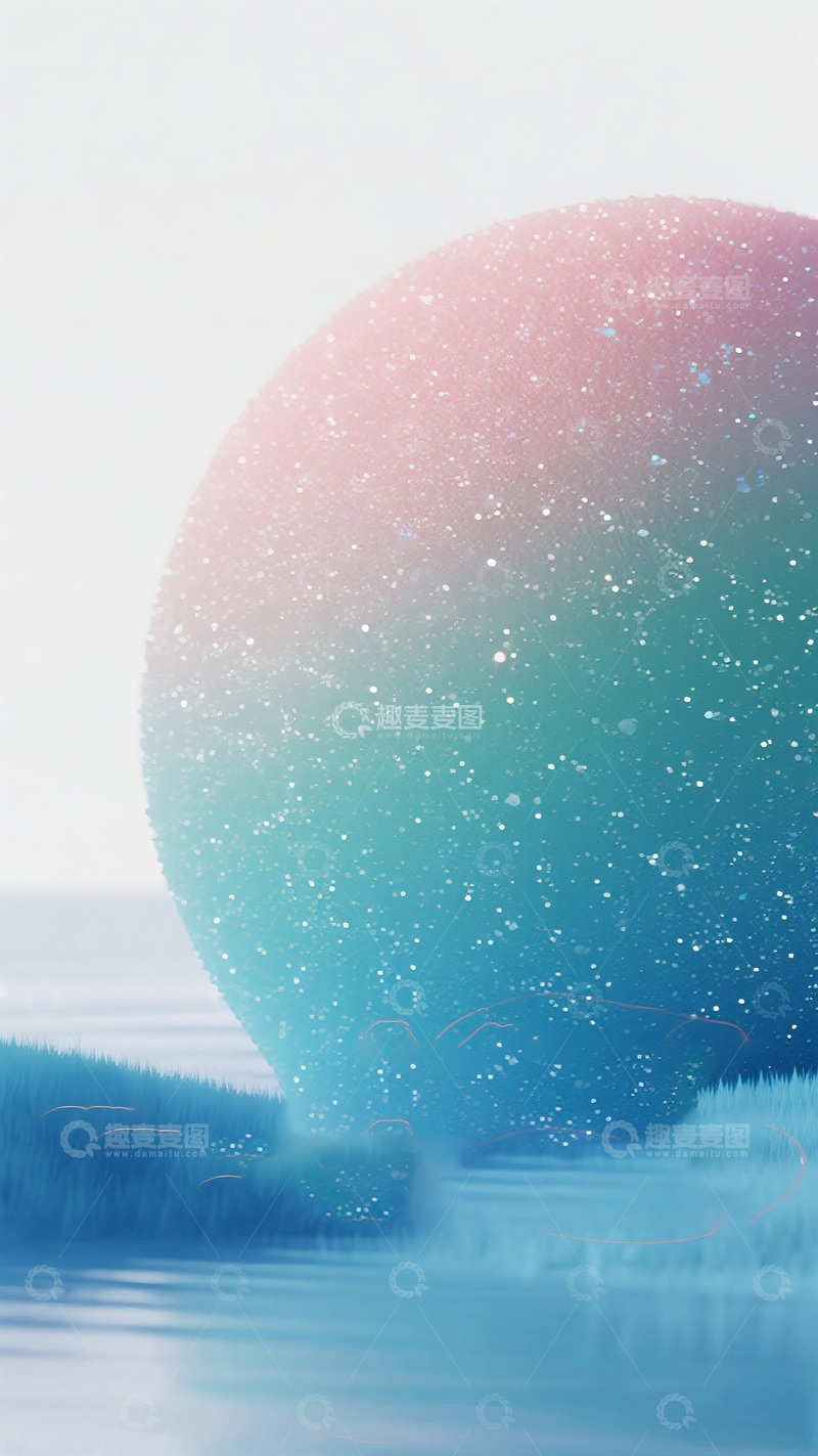 高清大图下载【趣麦麦图】梦幻色彩球体水景艺术插画