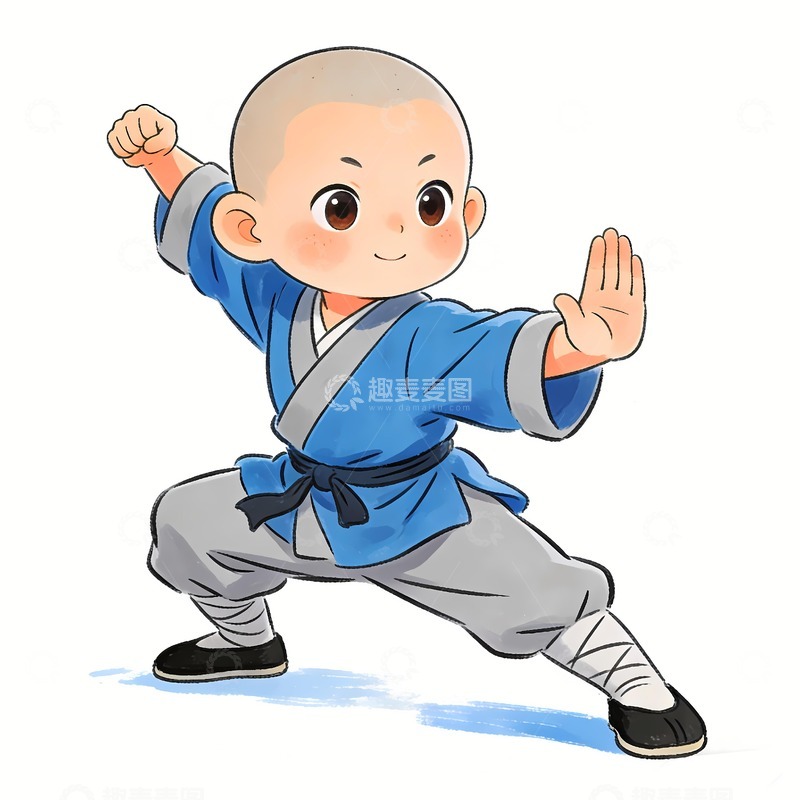高清大图下载【趣麦麦图】练舞的小和尚