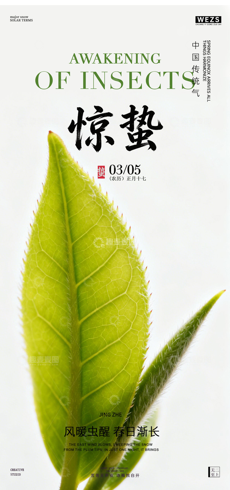 源文件下载【趣麦麦图】惊蛰节气海报春天设计