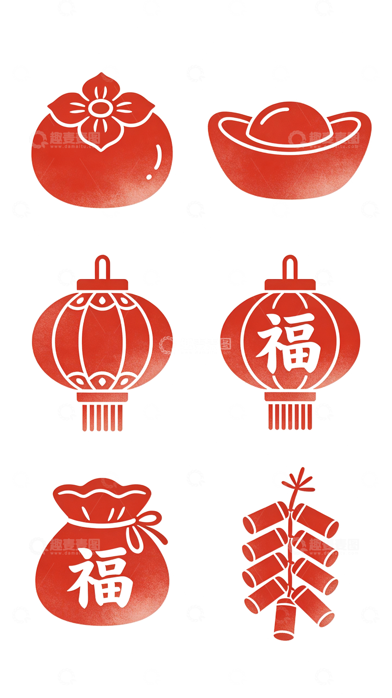 源文件下载【趣麦麦图】极简新年符号图标1