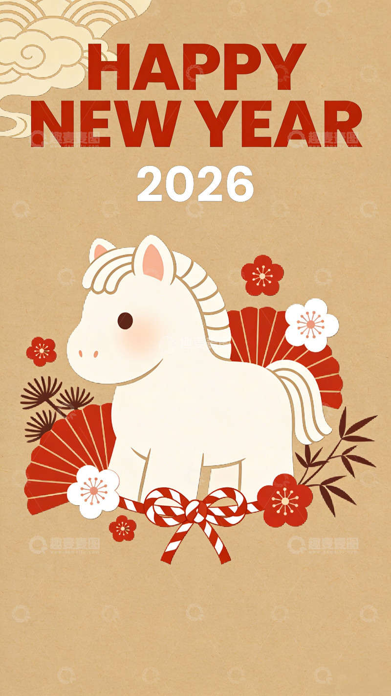 高清大图下载【趣麦麦图】新年贺卡马年祝福设计