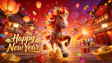 喜庆新年马卡通插画