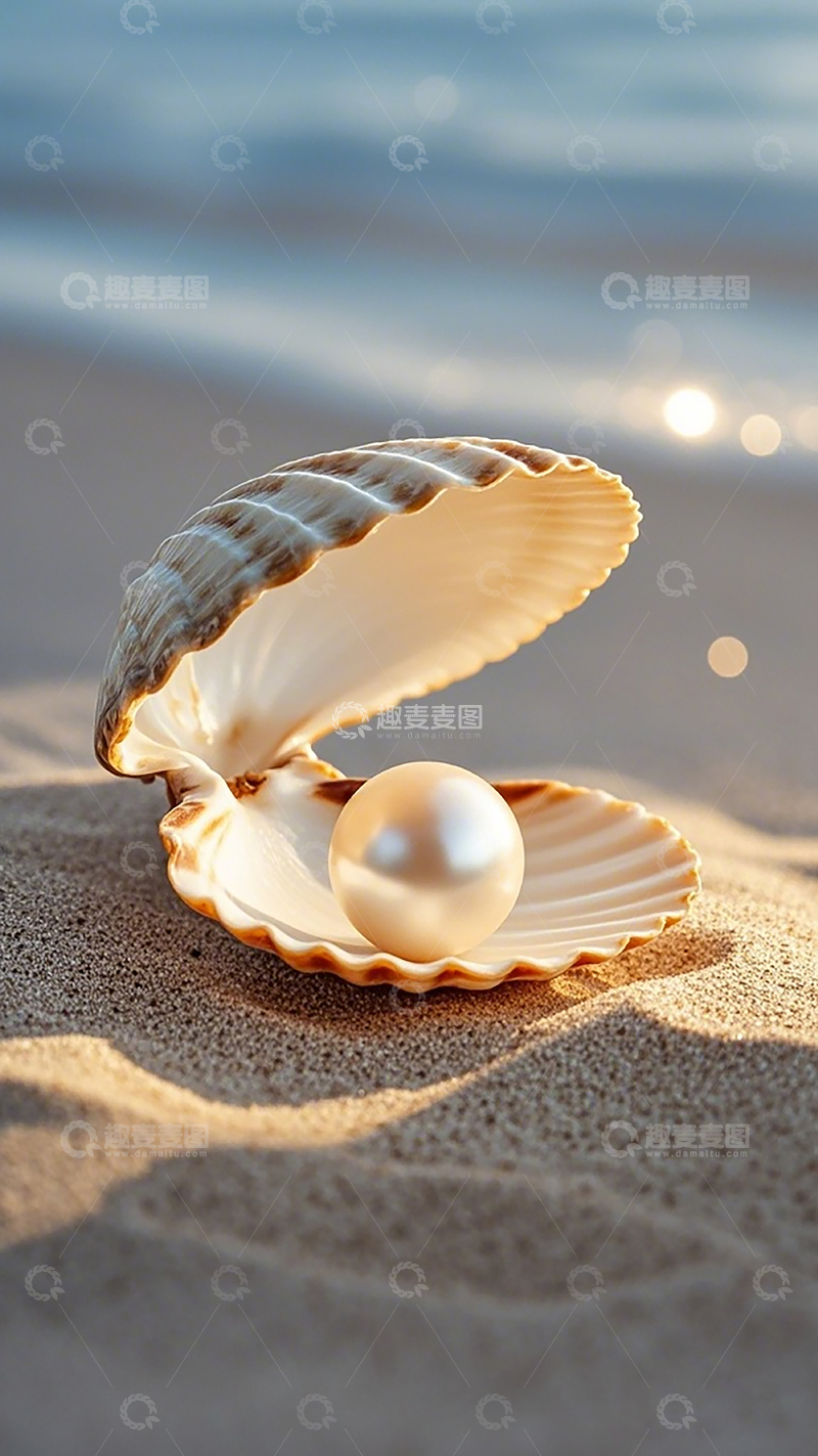 高清大图下载【趣麦麦图】海滩珍珠贝壳美景摄影