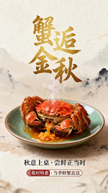 金秋蟹宴美食海报