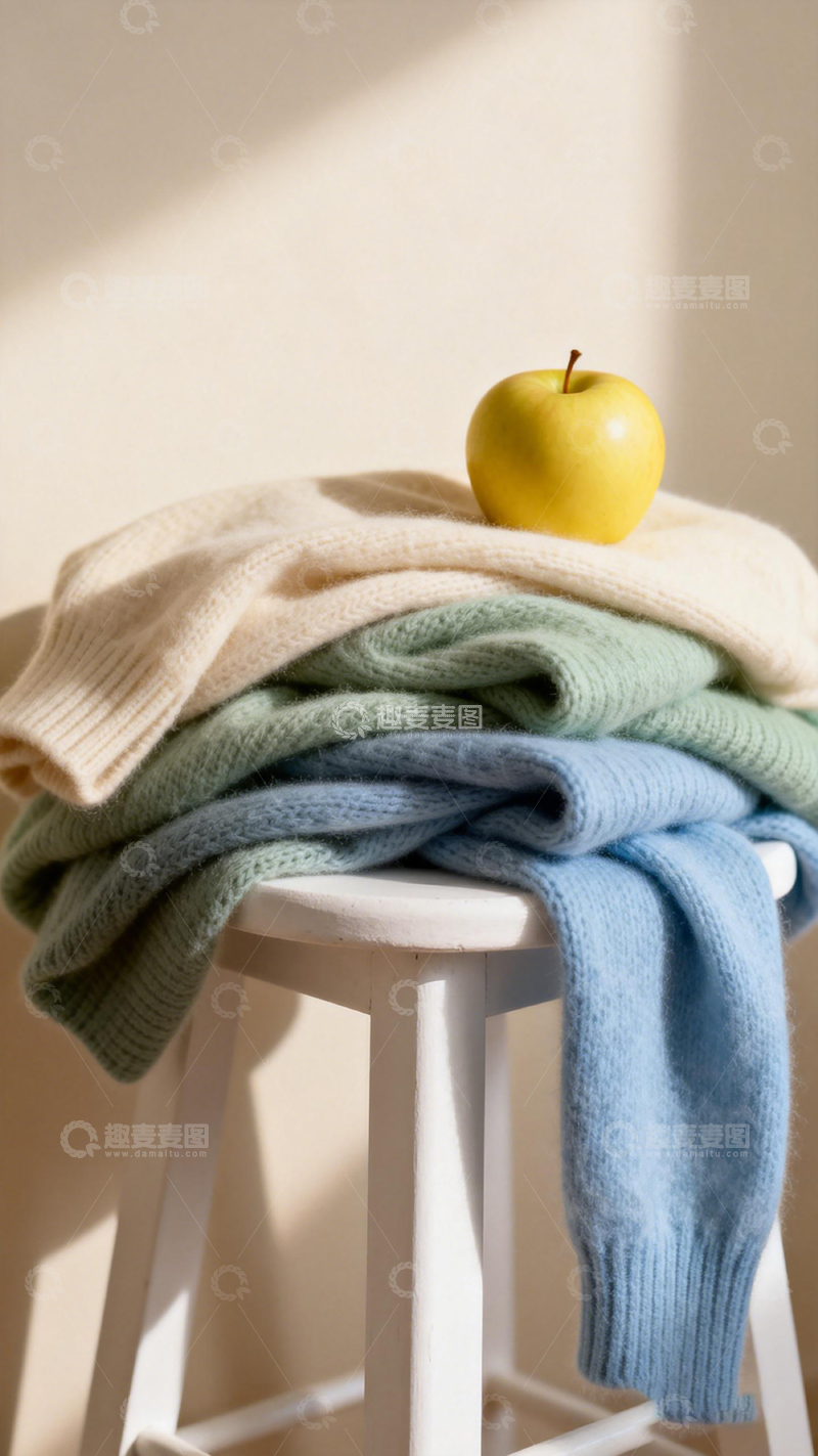 高清大图下载【趣麦麦图】简约温馨毛衣苹果静物摄影