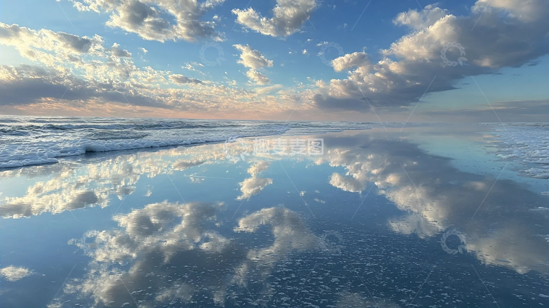 高清大图下载【趣麦麦图】天空倒映海面如梦如幻