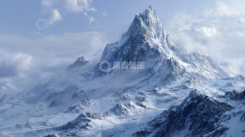高清大图下载【趣麦麦图】雪山之巅的孤峰奇观