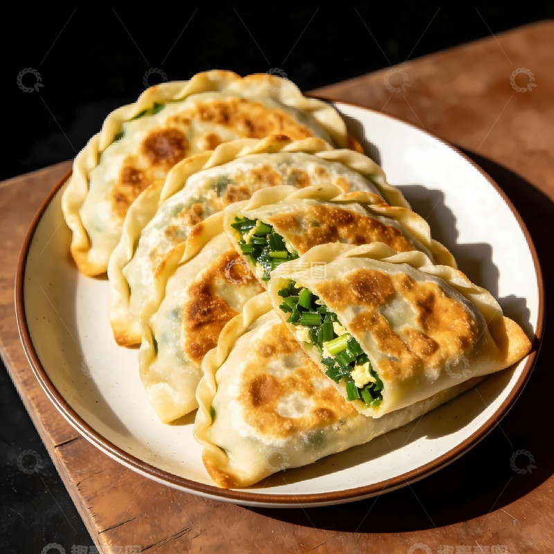 高清大图下载【趣麦麦图】韭菜盒子美食1