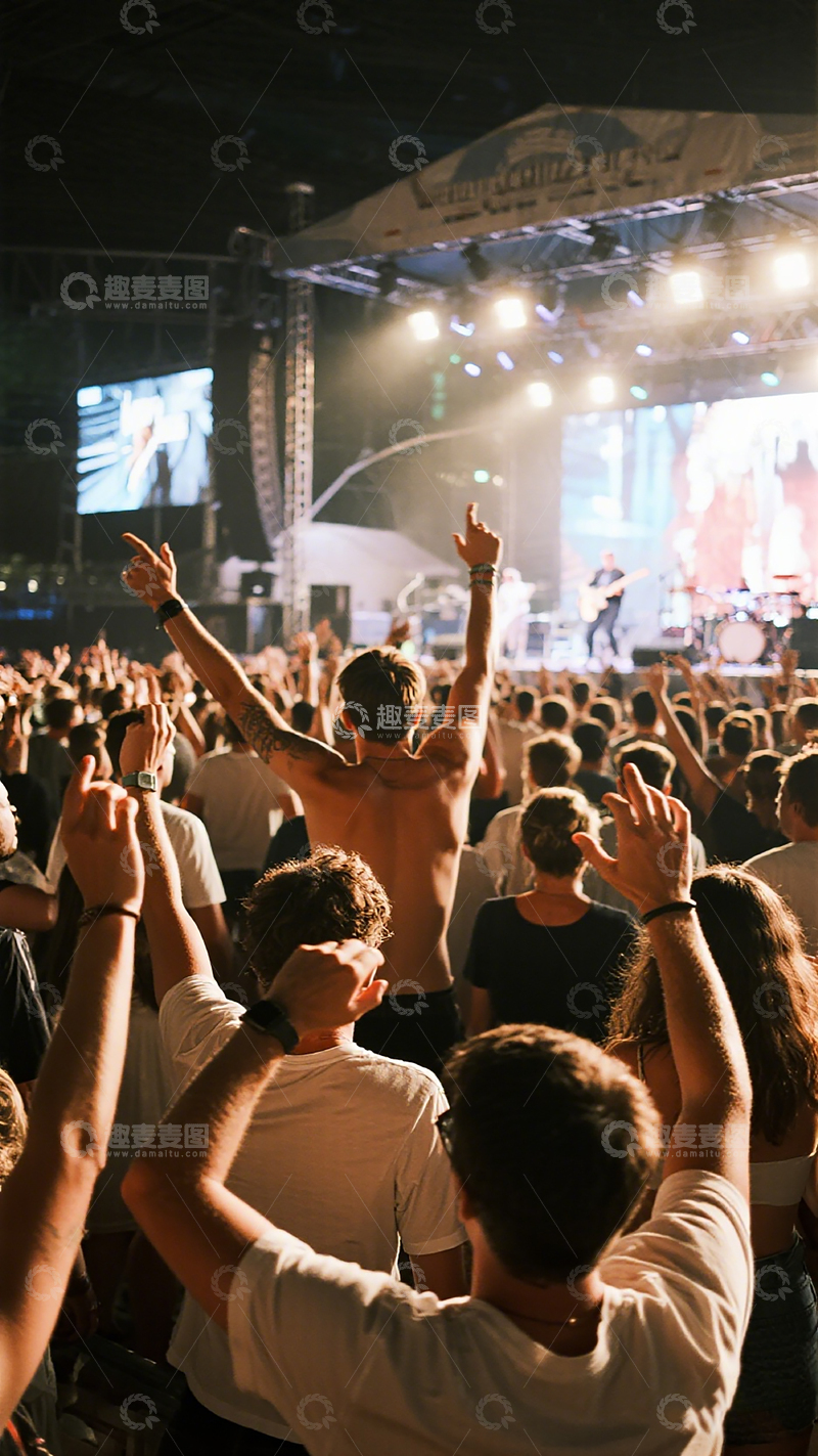 高清大图下载【趣麦麦图】摇滚音乐会现场欢呼人群