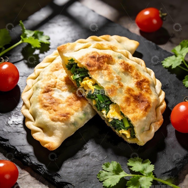 高清大图下载【趣麦麦图】韭菜盒子图片  