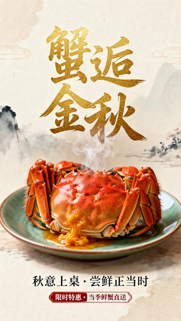 金秋蟹宴美食海报