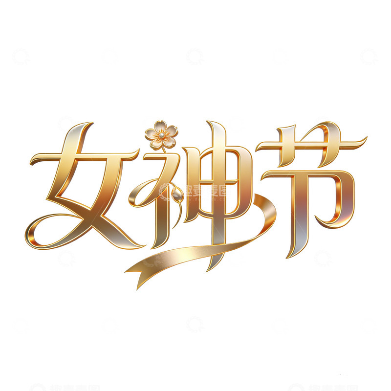 高清大图下载【趣麦麦图】金色女神节艺术字设计