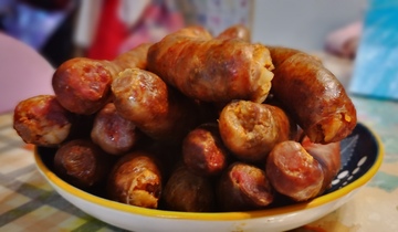 美食香肠特写