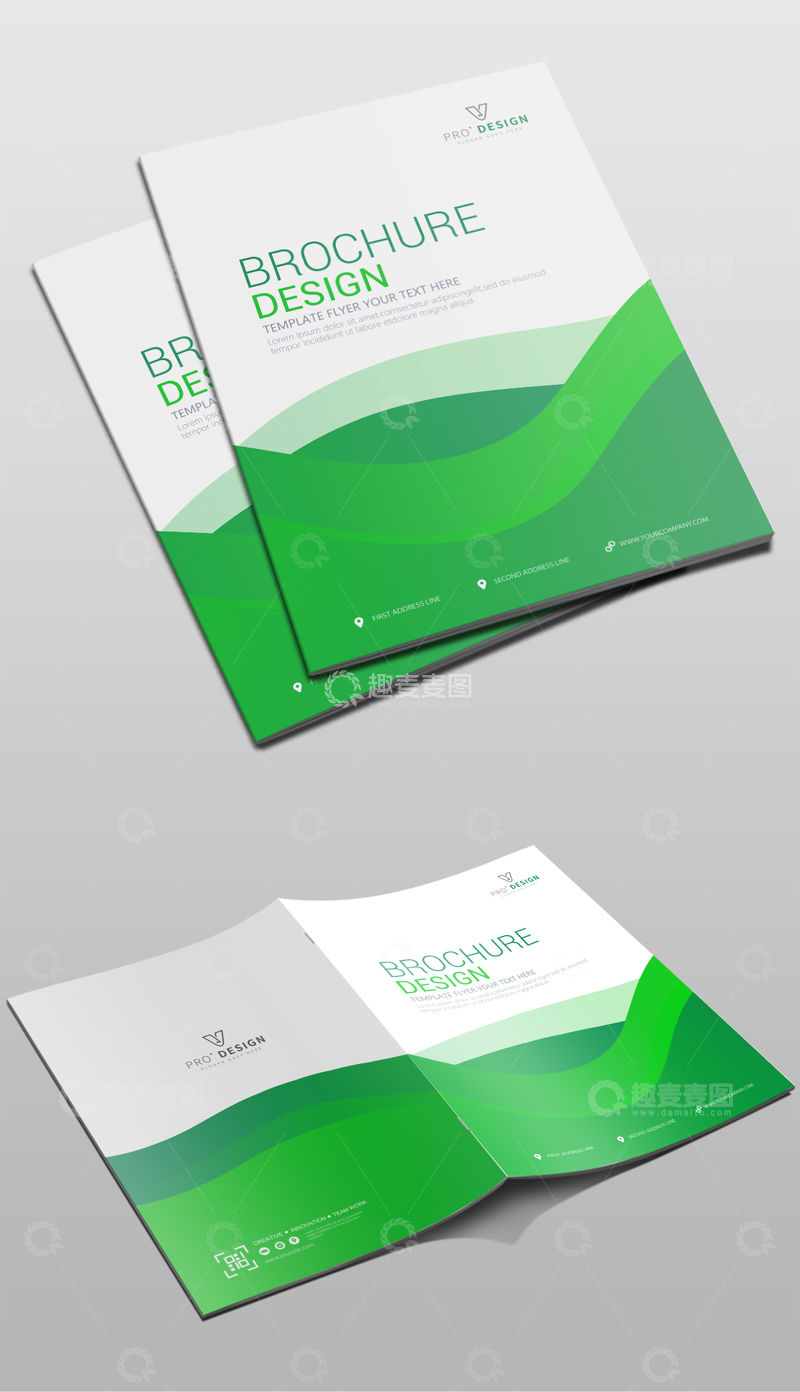 源文件下载【趣麦麦图】绿色简洁画册设计模板